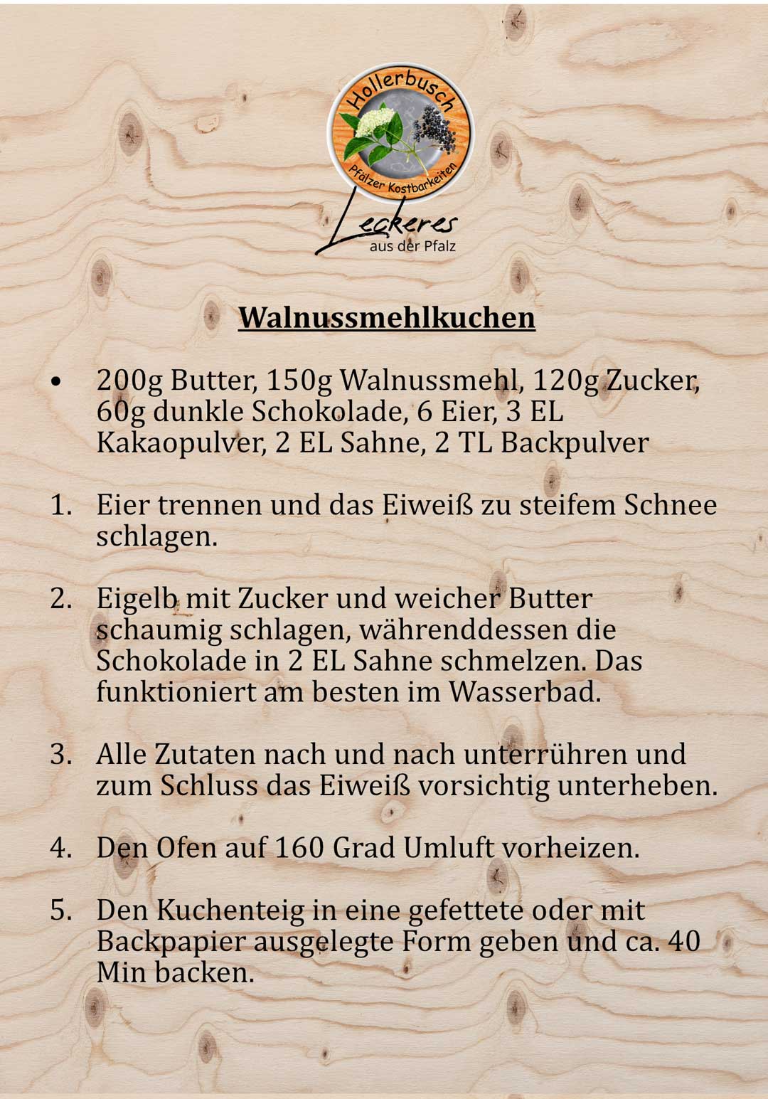 Rezept Walnussmehlkuchen mit unserem Walnussmehl der Wasgau Ölmühle