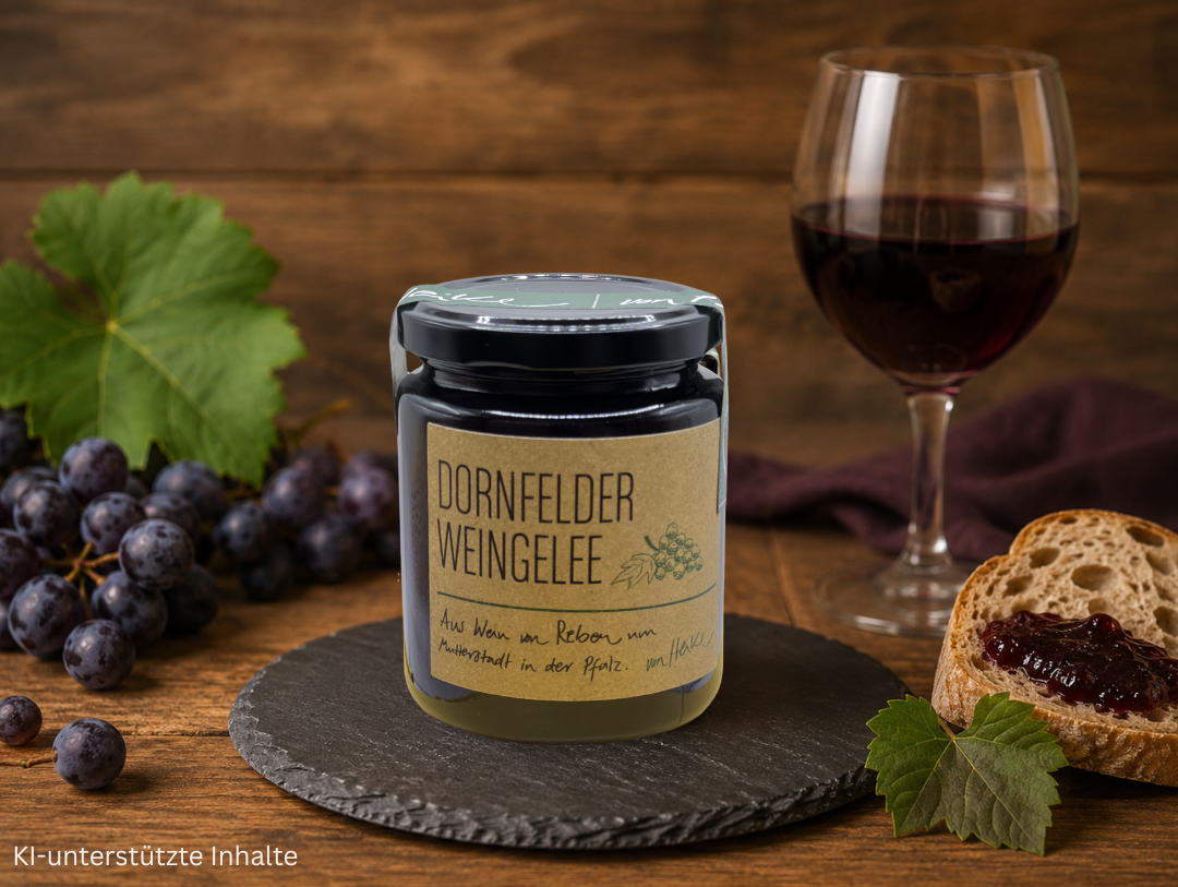 „Von Heike Dornfelder Weingelee im Glas – Weingelee aus Dornfelder Rotwein aus der Pfalz“